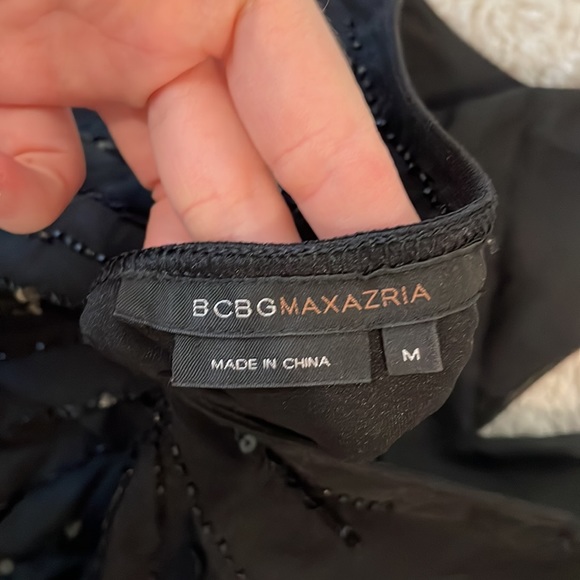 Y2K BCBG black sheer sequin drape halter top sz M - Picture 5 of 5